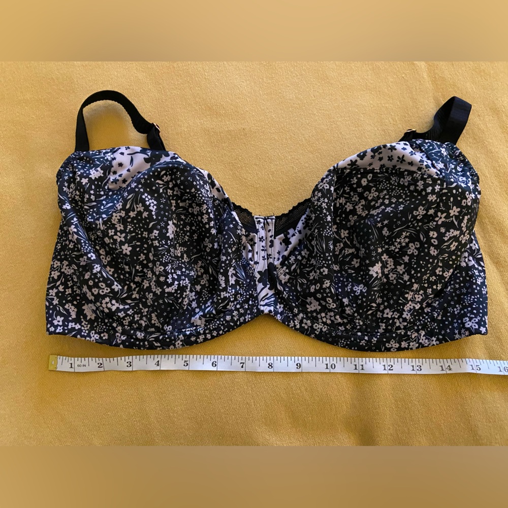 NWT Bravissimo Full Coverage Black Floral Molly Bra Size 40 F